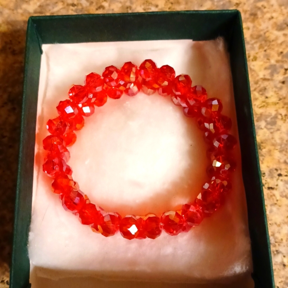 🔥CLEARANCE! Ruby Red Metallic Crystal Bracelet